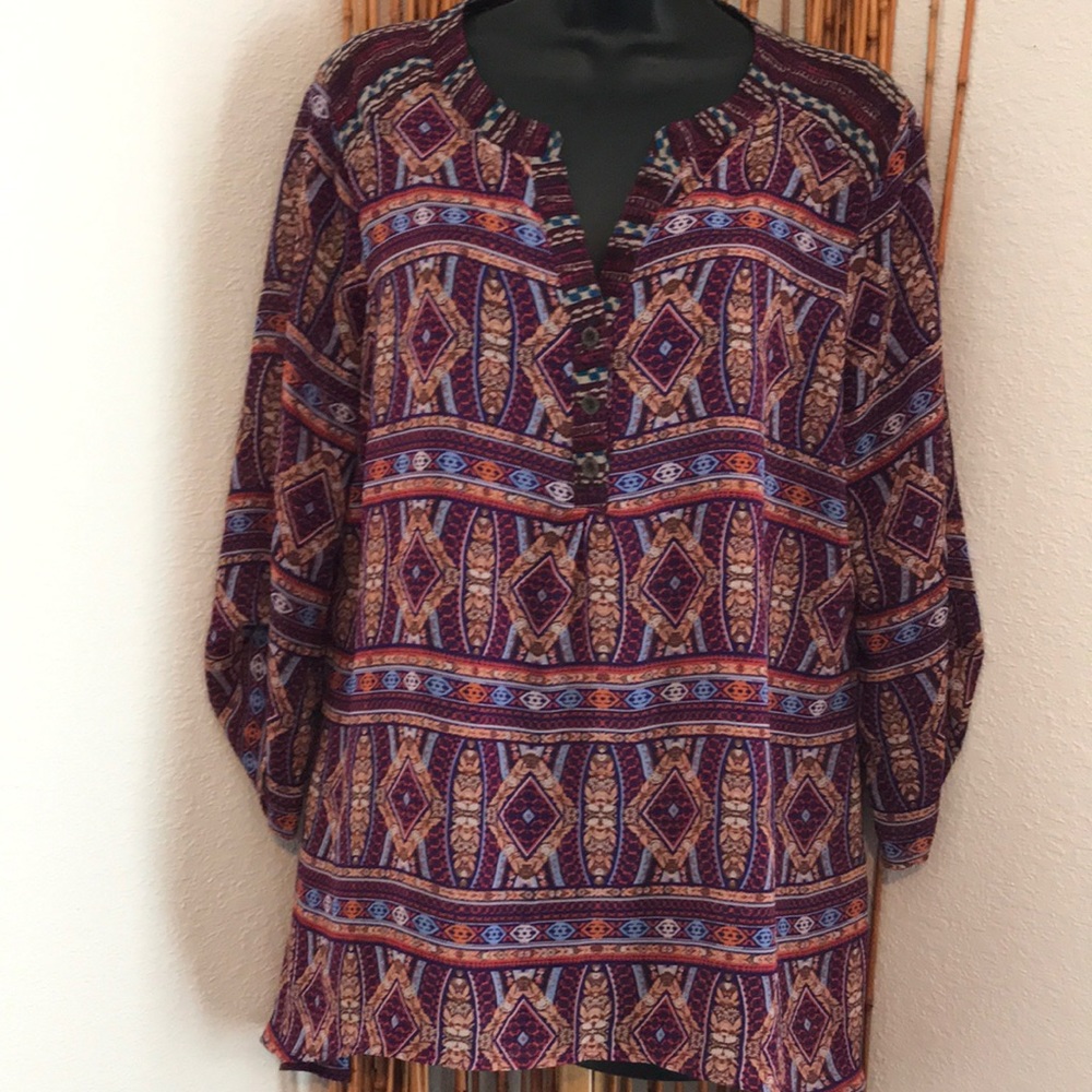 Plum/Gold Gathered Back Blouse